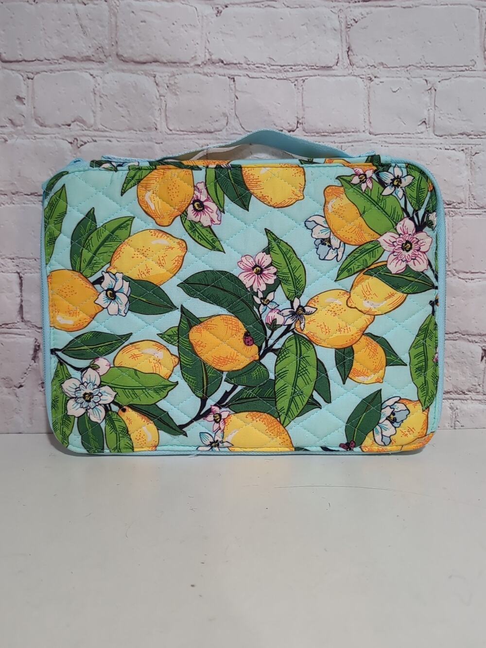 Vera Bradley Lemon Grove Laptop Sleeve 14" MSRP $59 Zip Around Quilted Ladybug